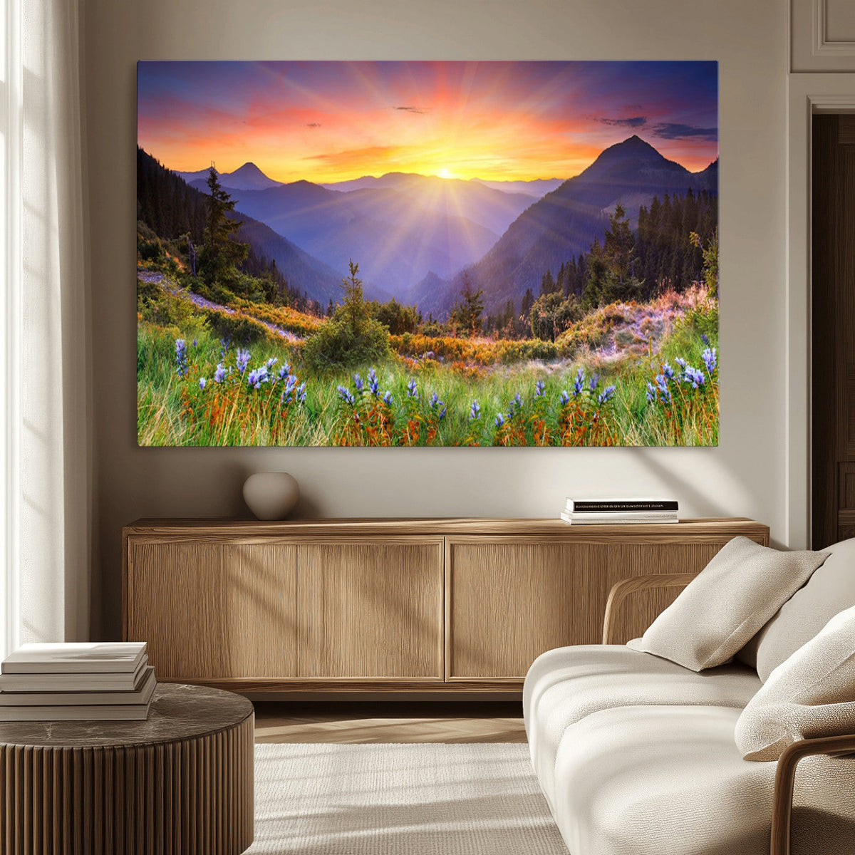 Mountain and Spring Wall Art Canvas Print