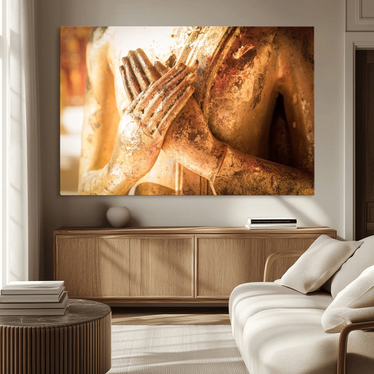 Buddha Statue Hands Wall Art Canvas Print