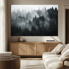 Foggy Forest Wall Art Canvas Print | 3 Panel Large Misty Landscape
