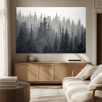 Misty Forest Canvas Wall Art | Monochrome Triptych Pine Tree Print