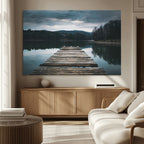 Wooden Bridge Near Lake Wall Art Canvas Print