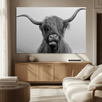 Texas Cow Wall Art Canvas, Texas Longhorn Cattle Canvas Print