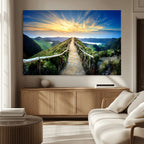 Mountain and Sunset Wall Art Canvas Print