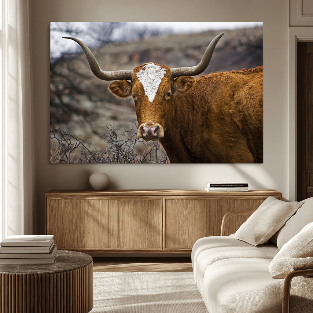 Framed Big Cow Animal Wall Art Canvas Print