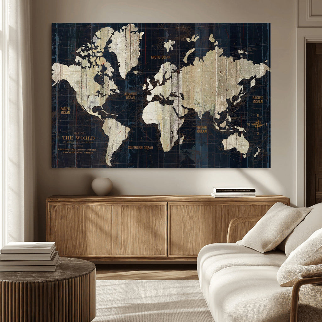 Antique Old World Map Wall Art Canvas Print