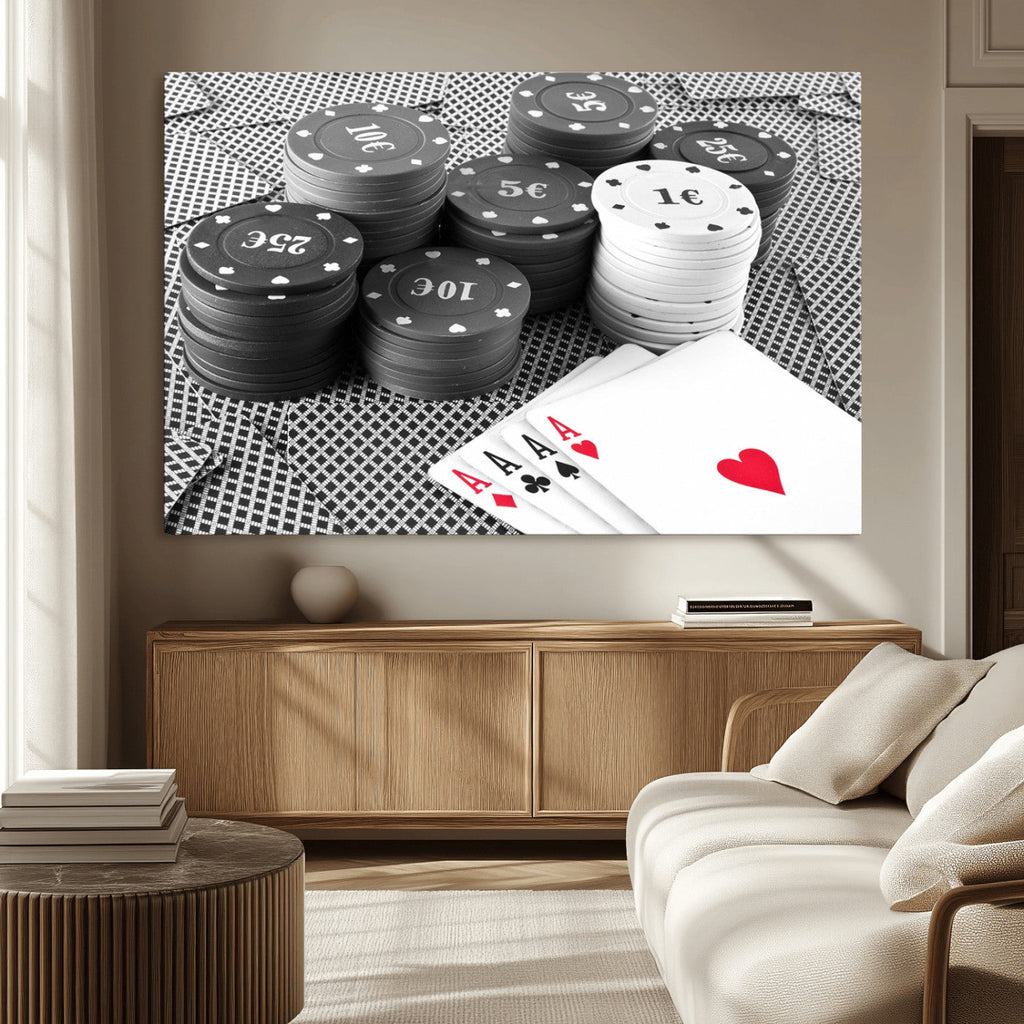 Poker Game Cards Wall Art Canvas, Multi Panel Wall Art