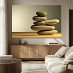Fluvial Zen Stones Canvas Wall Art Print