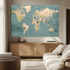 Classic World Map Canvas Print | Framed Vintage Map Wall Art