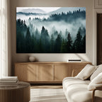 Captivating Misty Forest Wall Art Canvas, Premium Canvas Print of a Foggy and Serene Atmosphere
