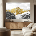 Gold Abstract Mountains Wall Art Print on Canvas, Nature Wall Art Print