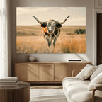 Texas Cow Wall Art Canvas Print for Farm House Wall Decor