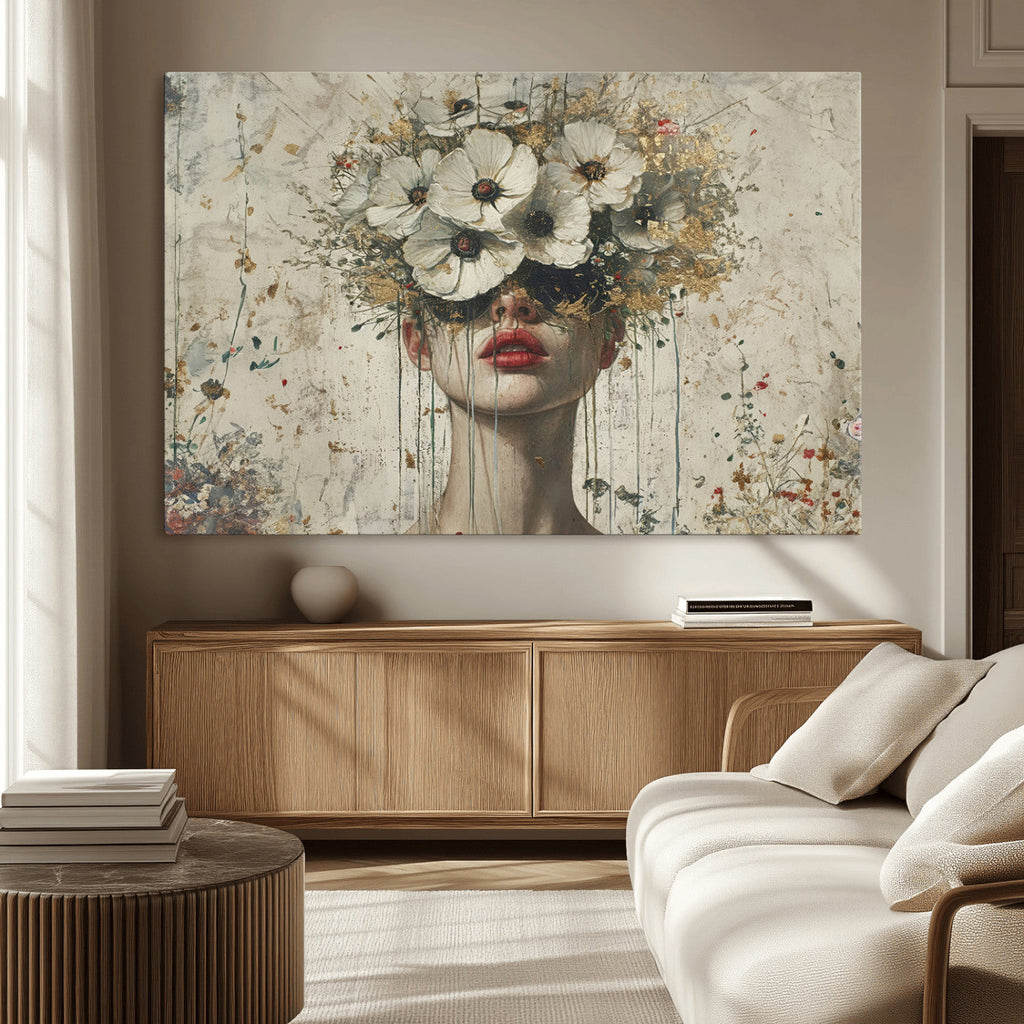 Abstract Floral Women Pastel Wall Art Canvas Print