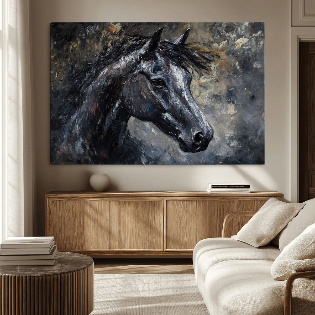 Large Abstract Horse Wall Art Canvas Print, Farmhouse Wall Art