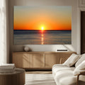 Golden Horizon Sunset Over Ocean Wall Art Canvas Print | Tropical Beach Canvas