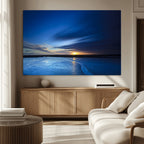 Blue Sunset Ocean Canvas Wall Art Print | Serene Coastal Horizon