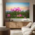Pink Flower on the Mountain Canvas Print, Framed Pink Flower Canvas Wall Art