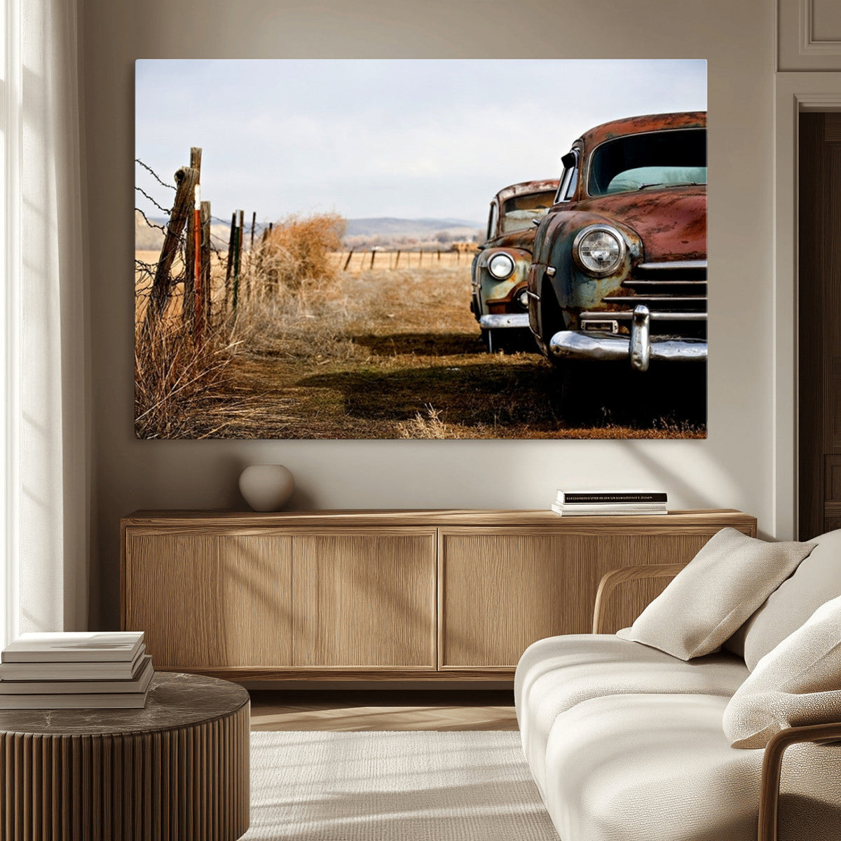 Old Rustic Classic Car Wall Art Canvas Print