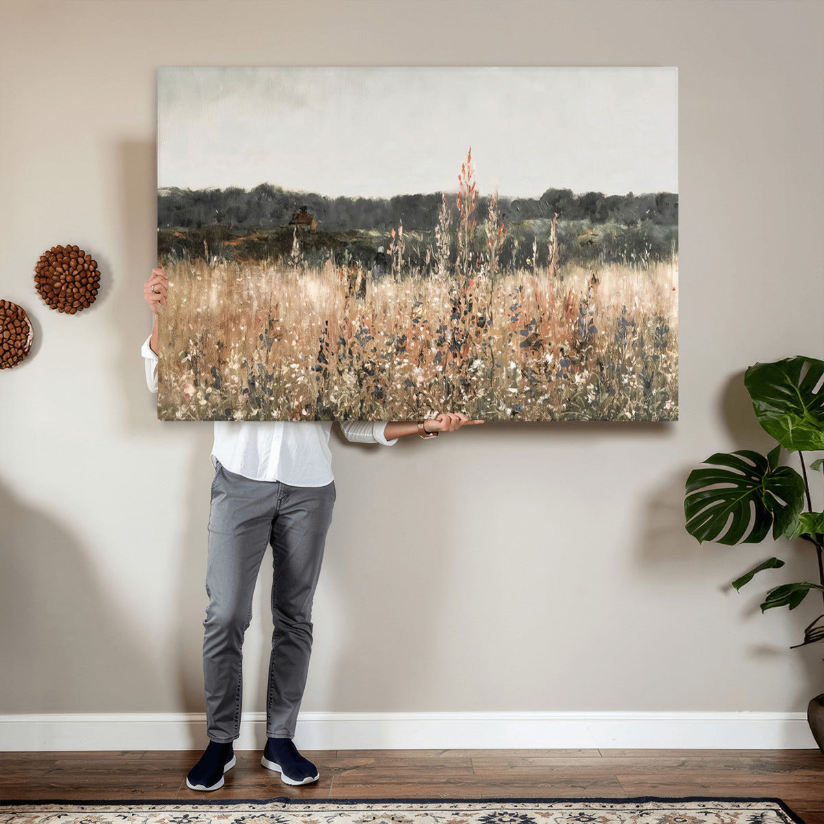 Rustic Field Landscape Wall Art Print, Giclee Canvas Wall Art
