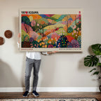 Framed Yayoi Kusama 1986 Wall Art Print | Japanese Wabi Sabi Vibrant Abstract Landscape Canvas