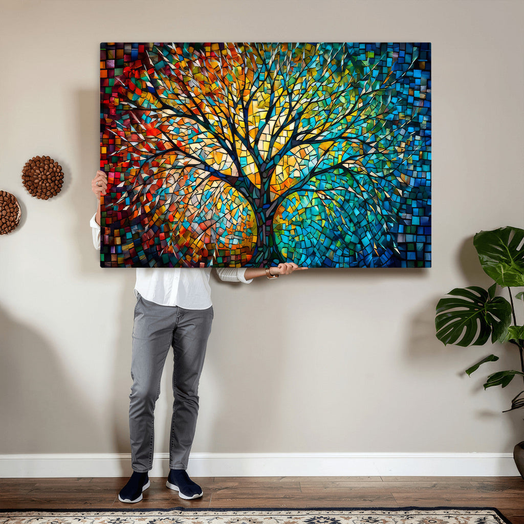 Yggdrasil Tree of Life Wall Art Print | Mosaic Style Canvas Wall Art