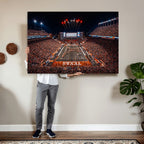 Texas Stadium Night Game Wall Art Canvas Print, Vibrant Football Fireworks Scene