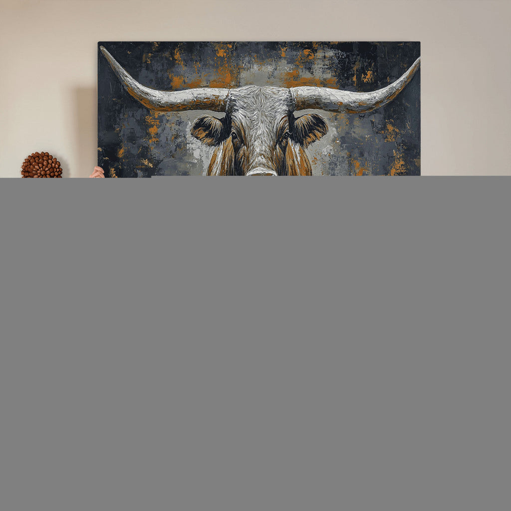 Rustic Bull Wall Art Canvas Print, Longhorn Wall Decor