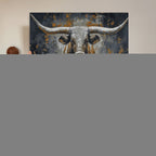 Rustic Bull Wall Art Canvas Print, Longhorn Wall Decor
