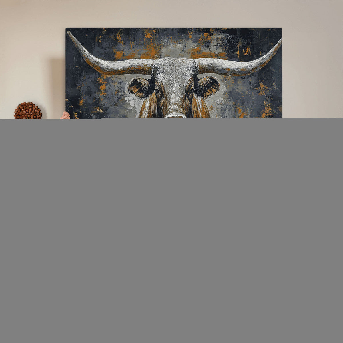 Rustic Bull Wall Art Canvas Print, Longhorn Wall Decor