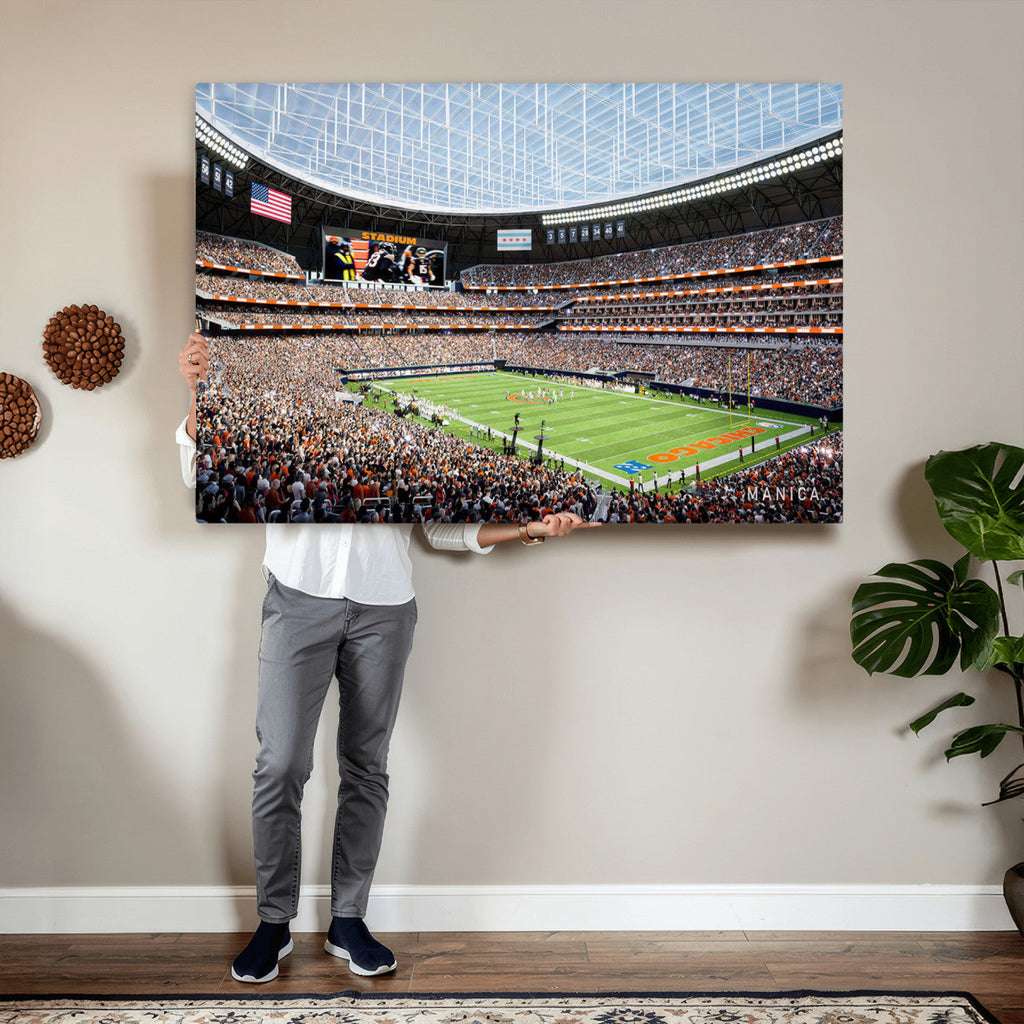Chicago Bears Soldiers Field Wall Art Canvas Print, Framed and Ready to Hang