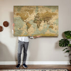 Personalized Navy Push Pin Travel Map Canvas Print, Couples Countries Visited Map, Living Room and Dining Room Decor