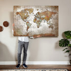 Vibrant Watercolor World Map Canvas Wall Art | Framed Travel Map