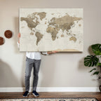 Detailed World Map Wall Art Canvas Print