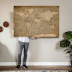 Dark World Map Canvas Print | Framed Travel Map Wall Art