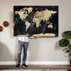 Framed Large World Map Wall Art Canvas Print for Living Room
