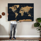 Vintage World Map Earth Globe Countries Oceans Continents
