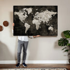 Vintage World Map Wall Art Canvas Print | Framed Large Map Wall Art