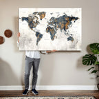 World Map Wall Art Canvas Print for Office Wall Decor