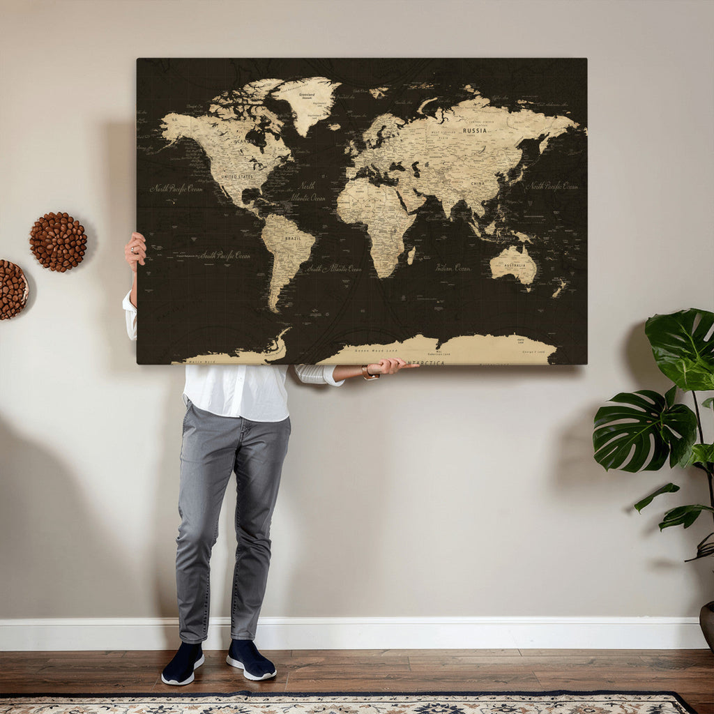 World Map Canvas Print | Framed World Map Wall Art for Couples