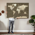 Vintage World Map Canvas Print | Framed Travel Map Wall Art for Couples