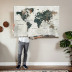 World Map Canvas Print | Framed Travel Map Wall Art for Couples