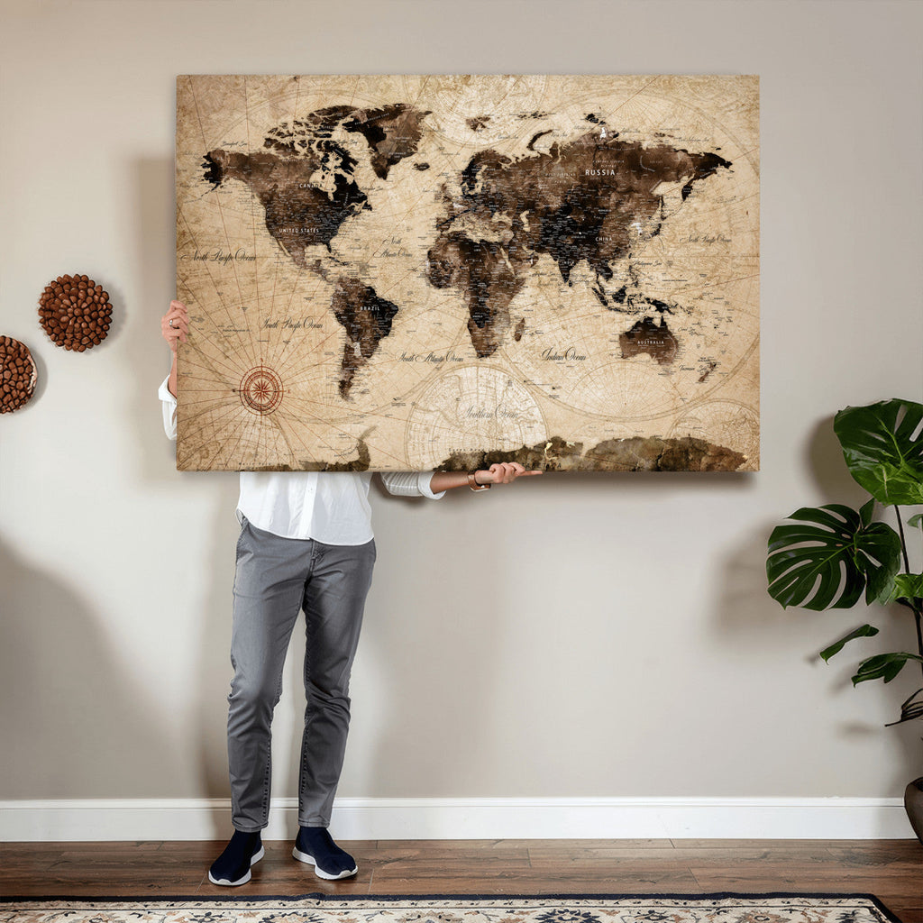 World Map Wall Art Canvas Print