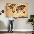 Modern Red and Gray World Map Canvas Print | Framed Wall Art