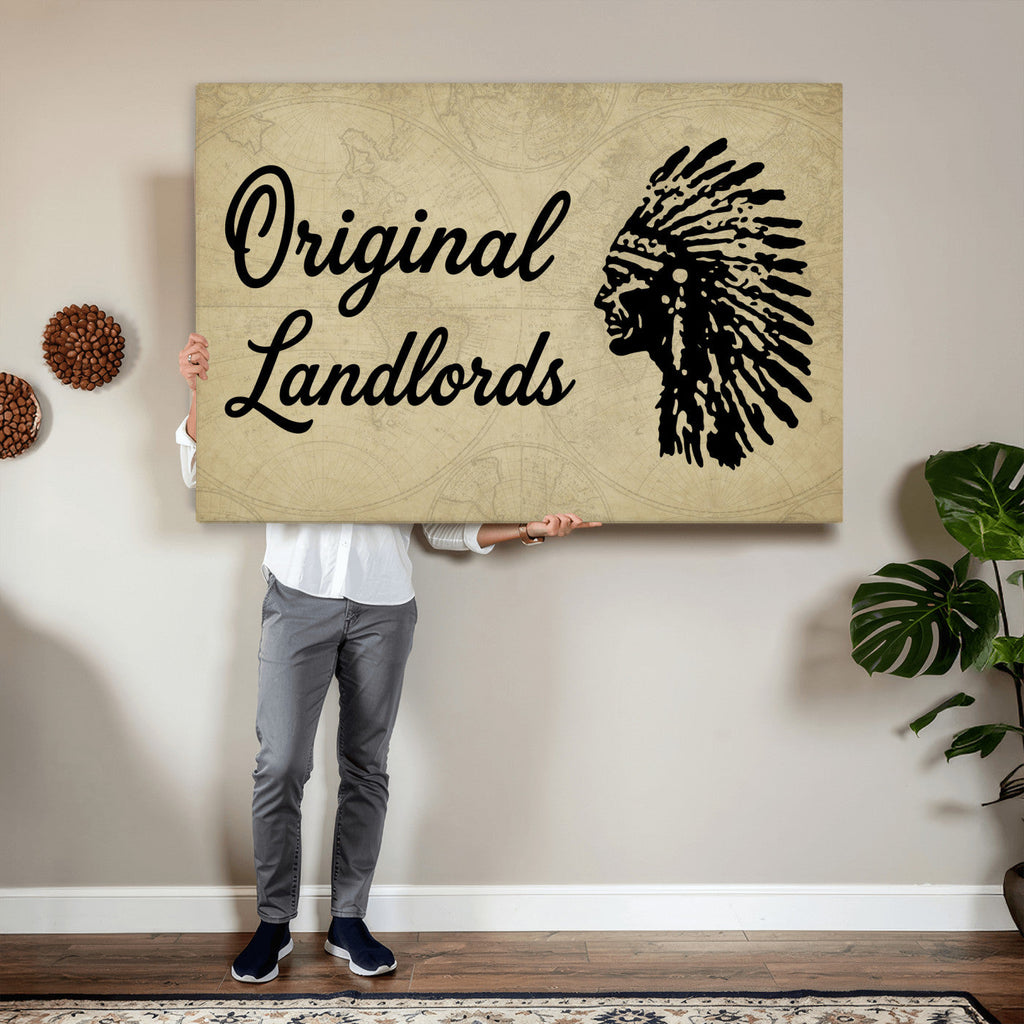 Original Landlords Wall Art Canvas Print, Native American Silhouette Artwork