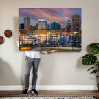Baltimore Skyline Wall Art Canvas Print, Baltimore Downtown Night Cityscape