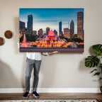 Chicago Wall Art Canvas Print - Chicago City Downtown Night Cityscape