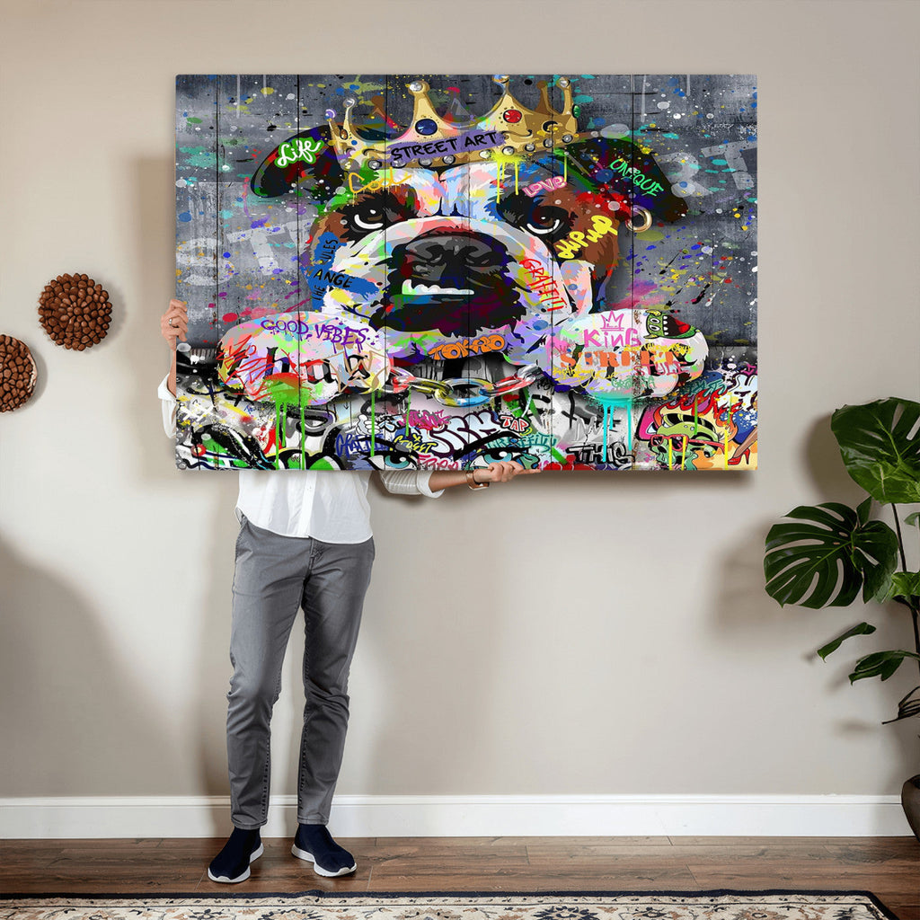 Graffiti Dog Wall Art Decor for Teen Bedroom | Abstract Graffiti Animal Canvas