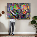 Graffiti Football Helmets Wall Art Canvas Print, Urban Street Art