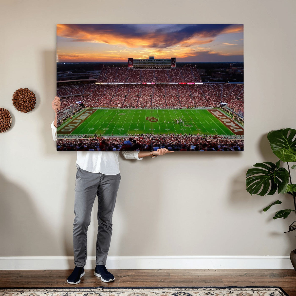 Oklahoma Sooners Stadium Wall Art Canvas Print, College Football Decor
