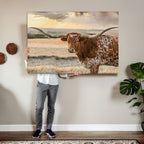 Texas Longhorn Wall Art Canvas Print, Western Ranch Bull Photography