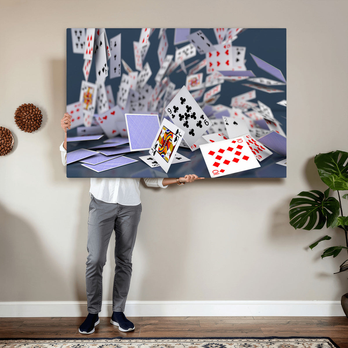 Playing Cards Canvas Wall Art | Casino Game Room Decor